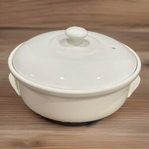 RARE Vintage Hall Pottery #823 Covered Casserole Dish w Lid White Handles USA
